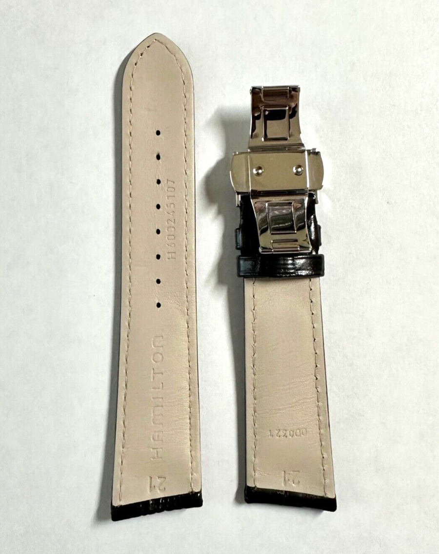 Hamilton Ventura 21mm H245150 Black Leather Watch Band - WATCHBAND EXPERT