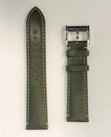 Hamilton Jazzmaster Thinline 20mm Green Leather Watch Band - WATCHBAND EXPERT