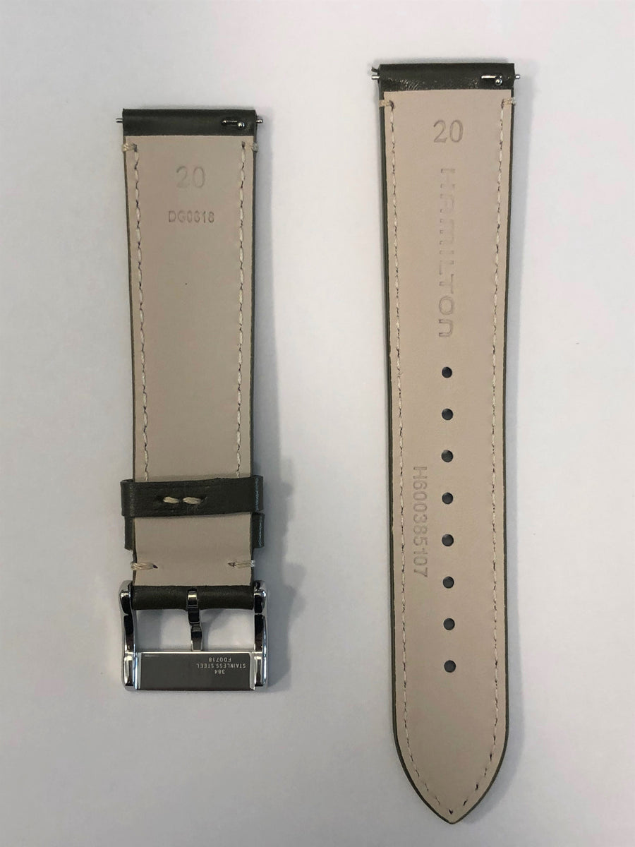 Hamilton Jazzmaster Thinline 20mm Green Leather Watch Band - WATCHBAND EXPERT