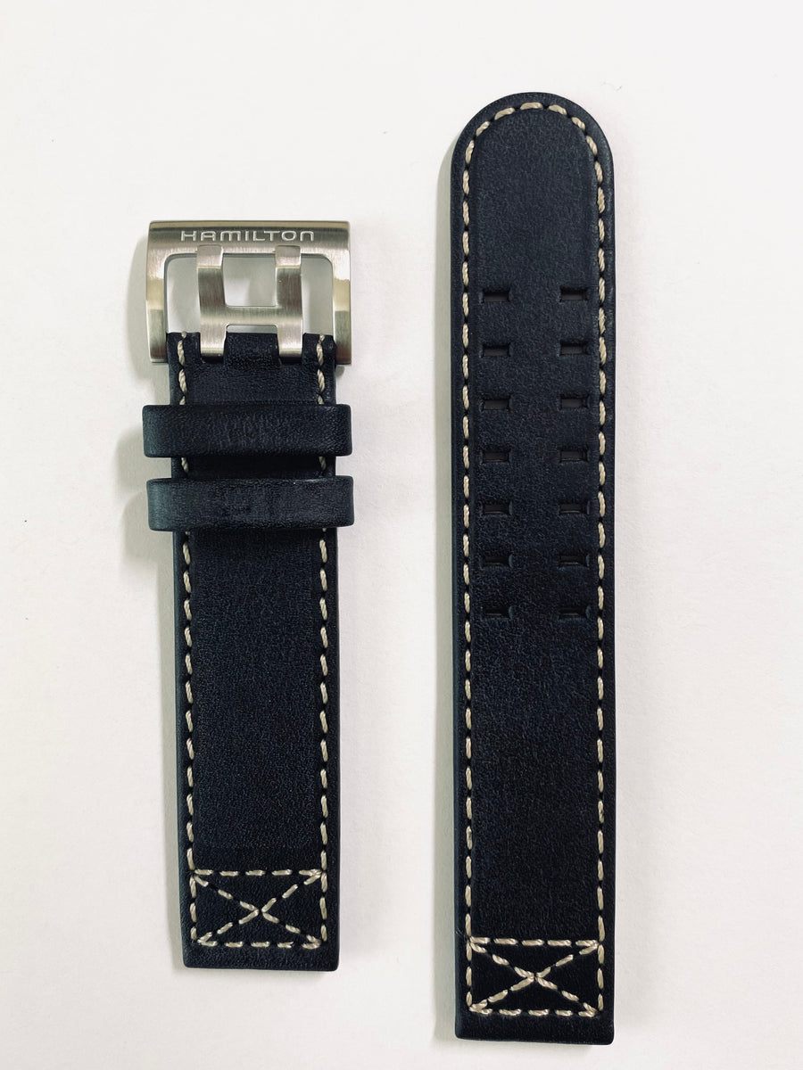 Hamilton Khaki 20mm H766550 / H766650 Black Leather Band Strap - WATCHBAND EXPERT