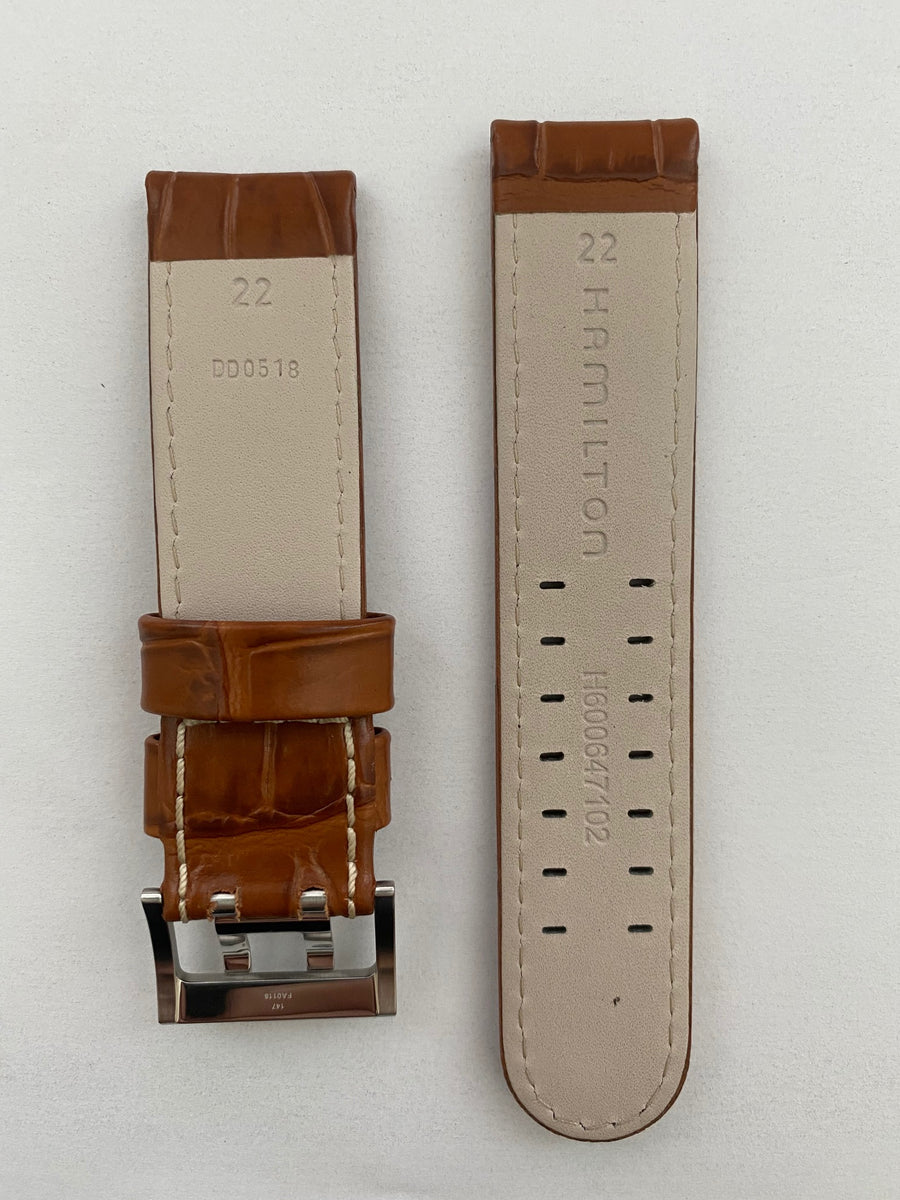 Hamilton Khaki King 22mm Brown Leather Band Strap - WATCHBAND EXPERT