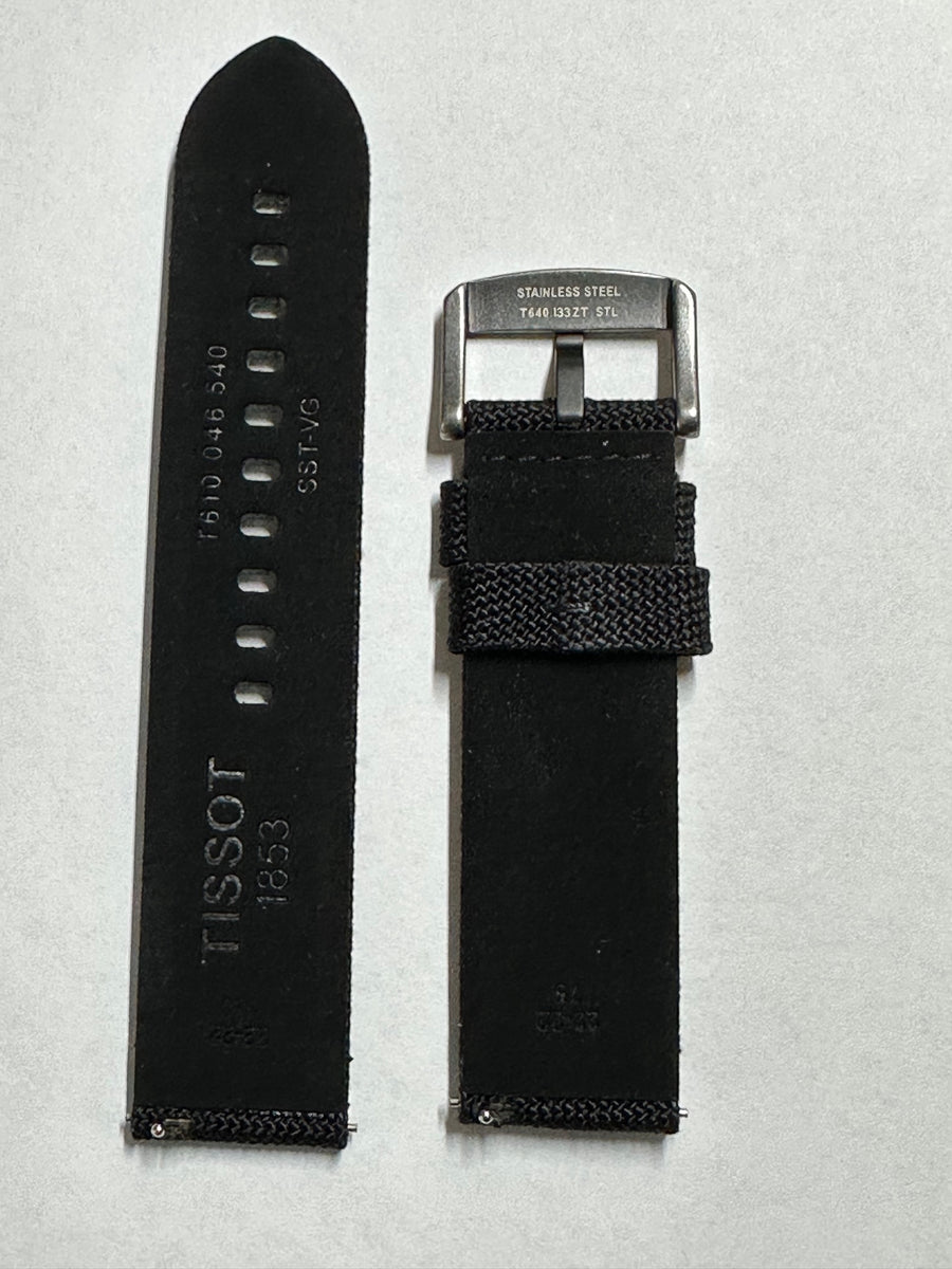 Tissot 22mm Black Canvas Watch Band Strap - WATCHBAND EXPERT