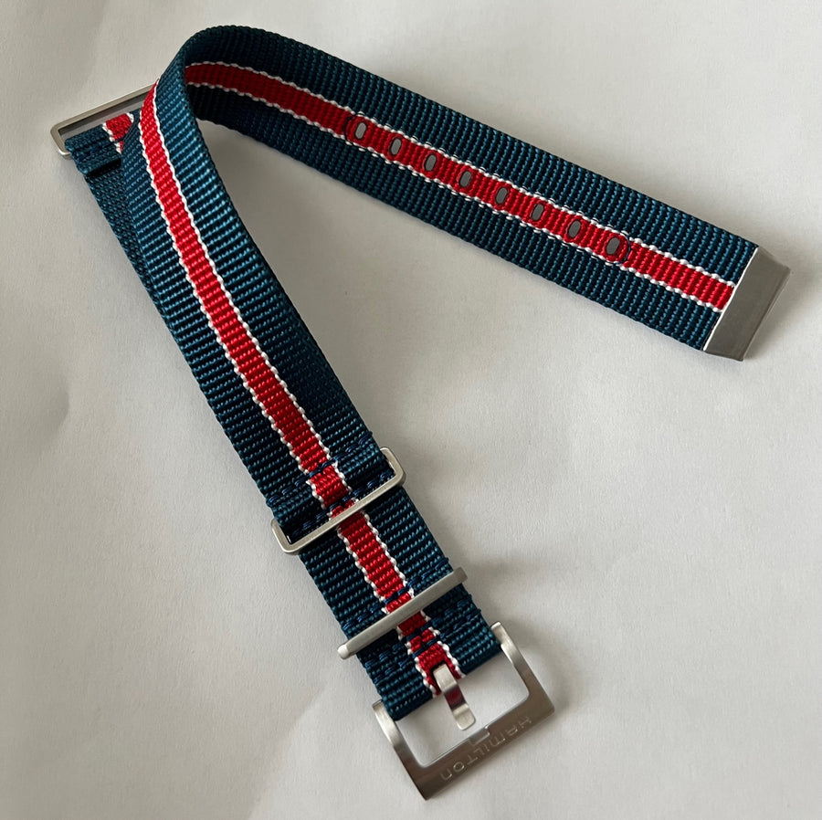 Hamilton 22mm Blue / Red Nato Watch Band Strap - WATCHBAND EXPERT