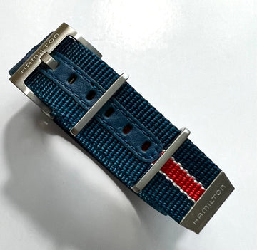 Hamilton 22mm Blue / Red Nato Watch Band Strap - WATCHBAND EXPERT