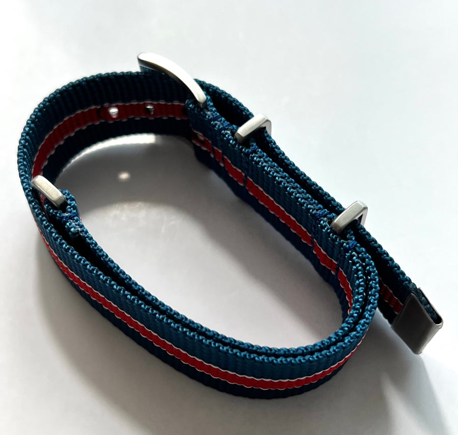 Hamilton 22mm Blue / Red Nato Watch Band Strap - WATCHBAND EXPERT