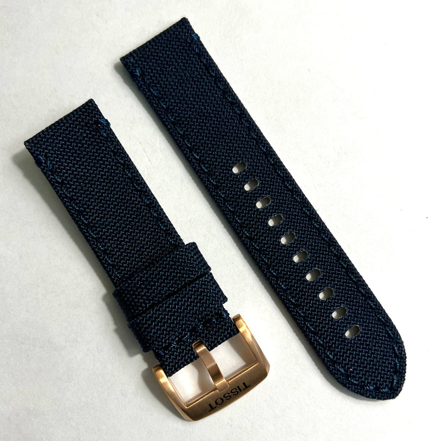 TISSOT 22MM BLUE CANVAS FABRIC STRAP BAND - WATCHBAND EXPERT