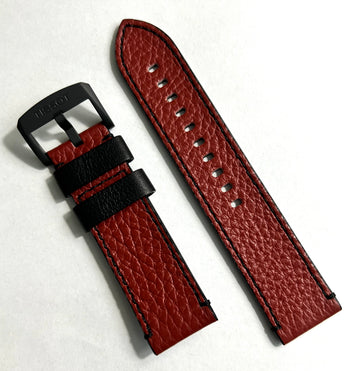 TISSOT 22MM RED / BLACK LEATHER WATCH BAND - WATCHBAND EXPERT