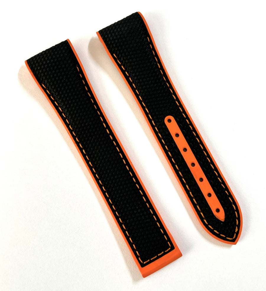 Omega Seamaster 21mm Black / Orange Rubber Watch Band - WATCHBAND EXPERT