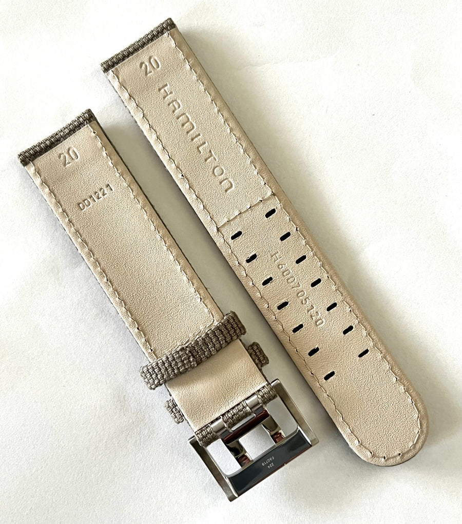 Hamilton 20mm Green Canvas Leather Strap Band - WATCHBAND EXPERT