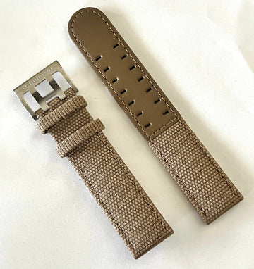 Hamilton 20mm Beige Canvas Leather Watch Band - WATCHBAND EXPERT