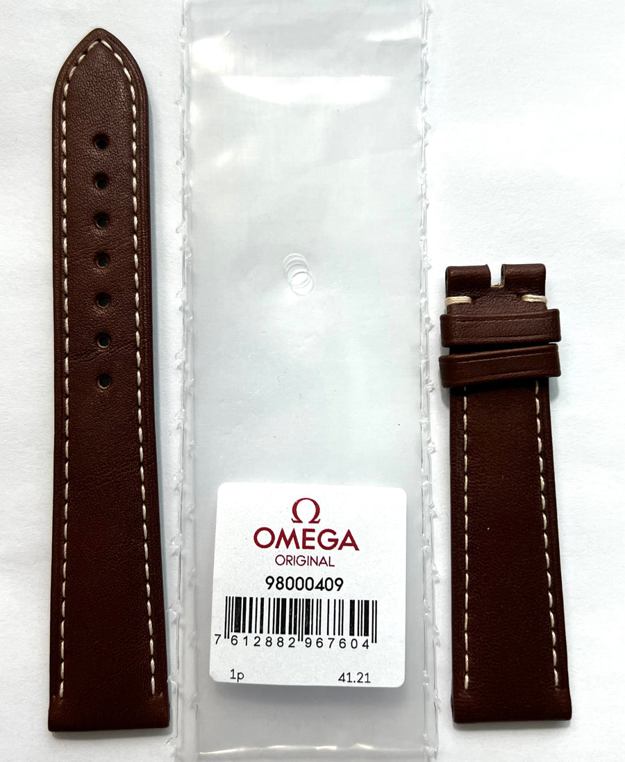 Omega Speedmaster 19mm Brown Genuine Leather Watch Band - WATCHBAND EXPERT