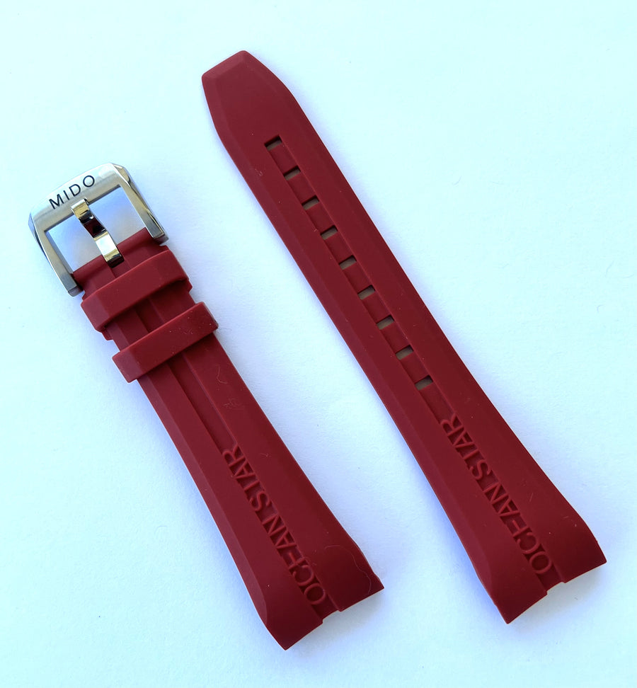 MIDO Ocean Star M011417A / M011430A RED Rubber Band Strap - WATCHBAND EXPERT