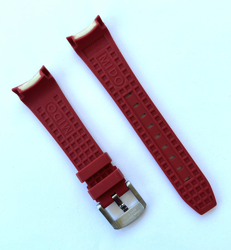 MIDO Ocean Star M011417A / M011430A RED Rubber Band Strap - WATCHBAND EXPERT