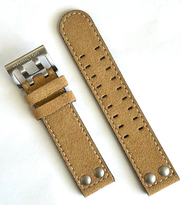 Hamilton 20mm Beige Brown Leather Watch Band - WATCHBAND EXPERT