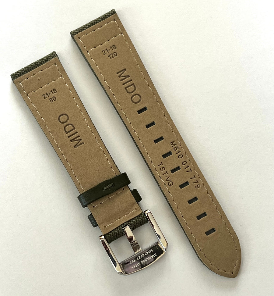 MIDO Ocean Star M026830A 21mm GREEN Canvas Watch Band - WATCHBAND EXPERT