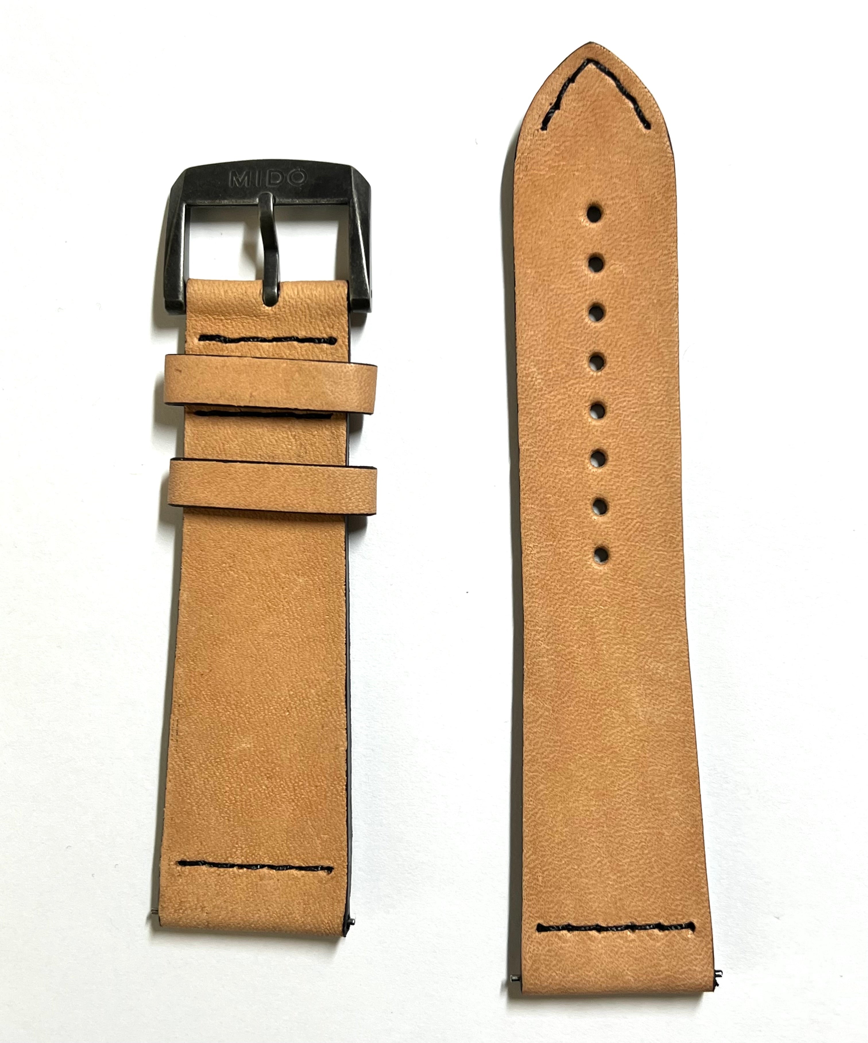 MIDO Multifort 23mm Beige Leather Watch Band Strap