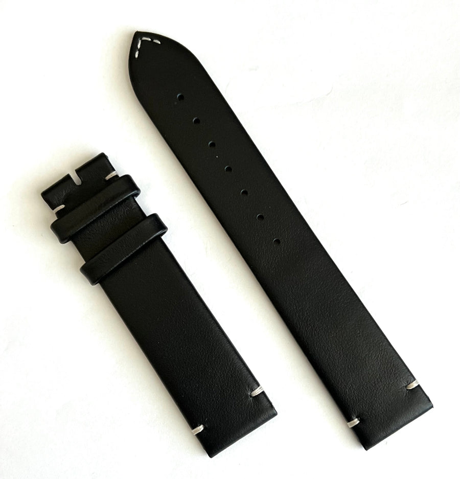 Longines 19mm Black Leather Watch Band - WATCHBAND EXPERT