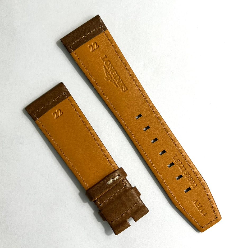 Longines 22mm Brown Leather Watch Band - WATCHBAND EXPERT