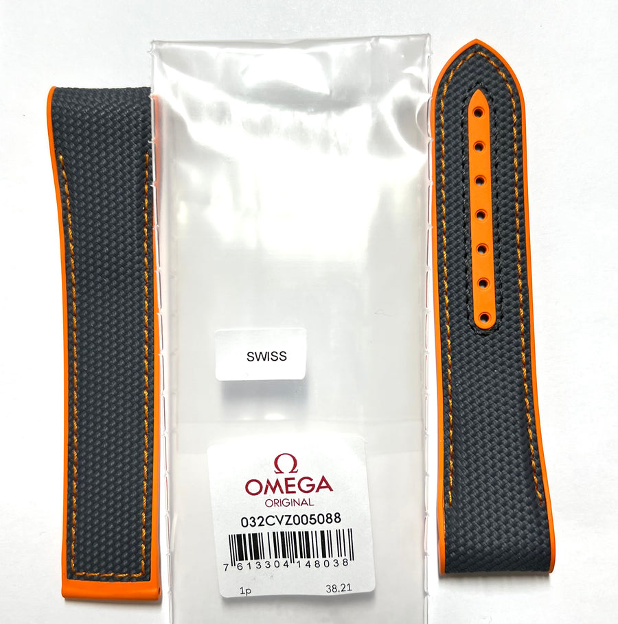 Omega Seamaster 22mm Grey / Orange Rubber Watch Band - WATCHBAND EXPERT