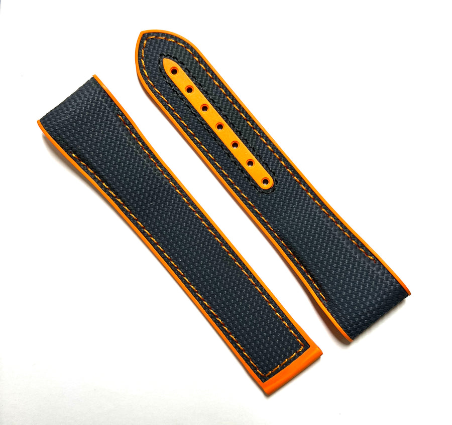Omega Seamaster 22mm Grey / Orange Rubber Watch Band - WATCHBAND EXPERT