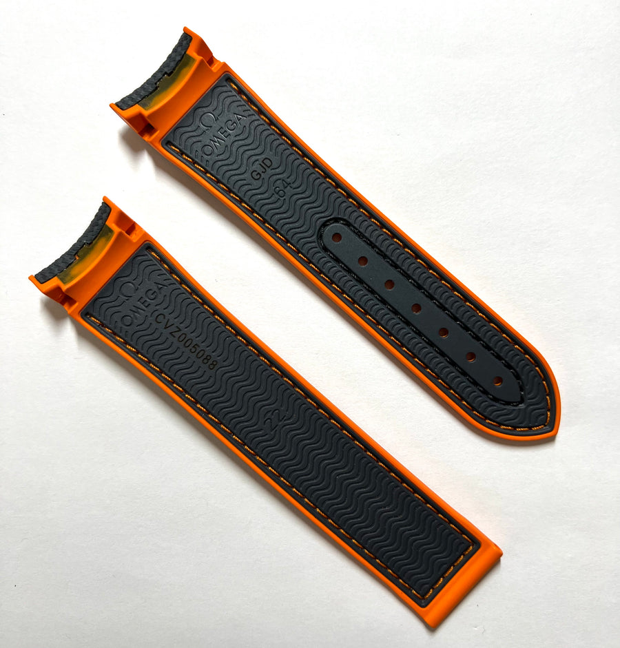 Omega Seamaster 22mm Grey / Orange Rubber Watch Band - WATCHBAND EXPERT