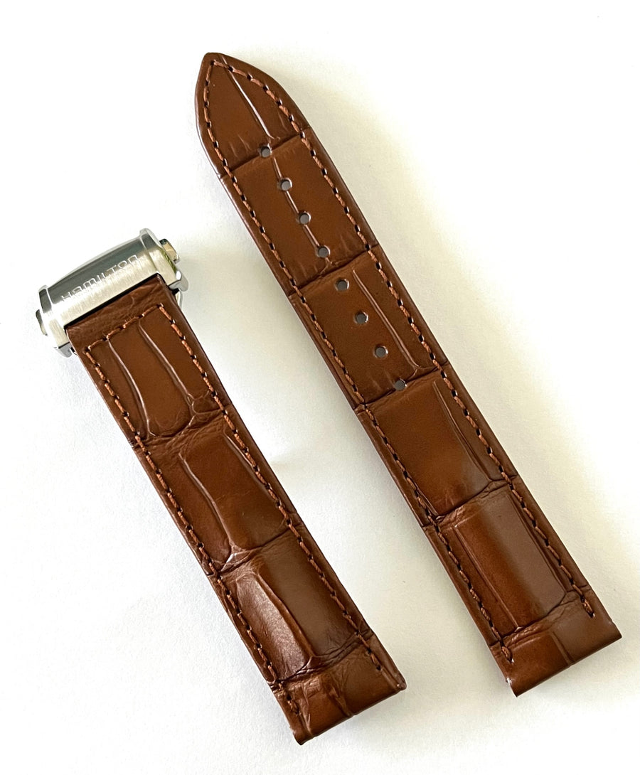 Hamilton 20mm Brown Leather Watch Strap - WATCHBAND EXPERT