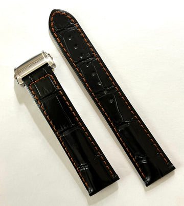 Hamilton 20mm Black/ Orange Leather Watch Band - WATCHBAND EXPERT