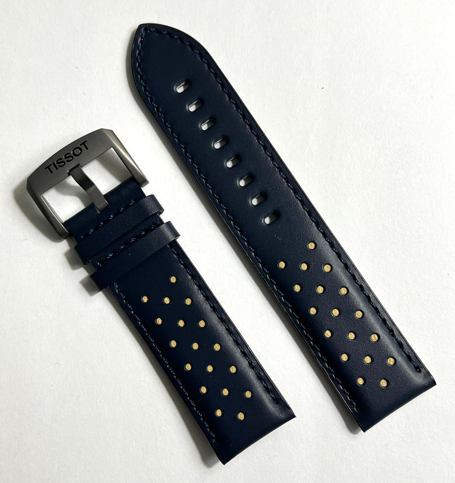 Tissot Strap 22mm Blue Leather Watch Band - WATCHBAND EXPERT