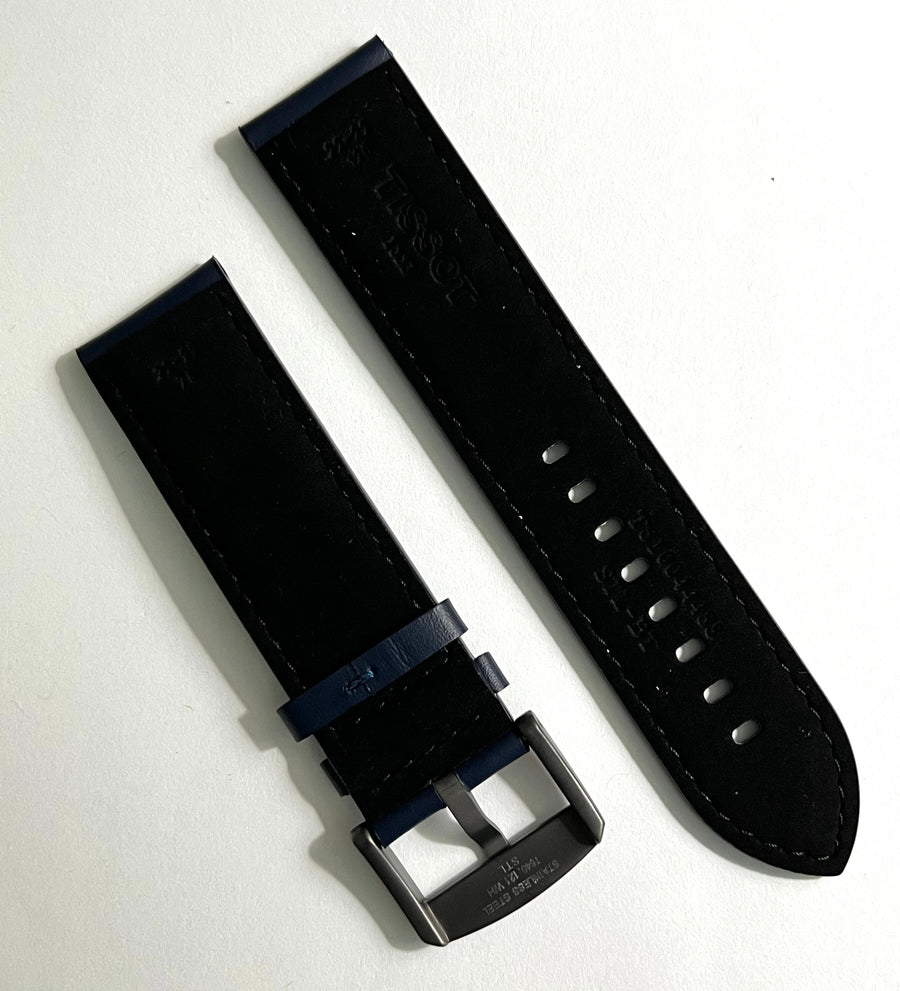 Tissot Strap 22mm Blue Leather Watch Band - WATCHBAND EXPERT