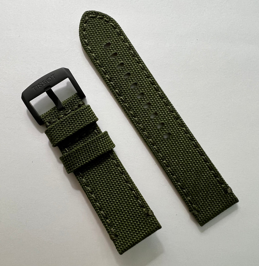 Tissot Strap 22mm Green Canvas Cloth Watch Band - WATCHBAND EXPERT
