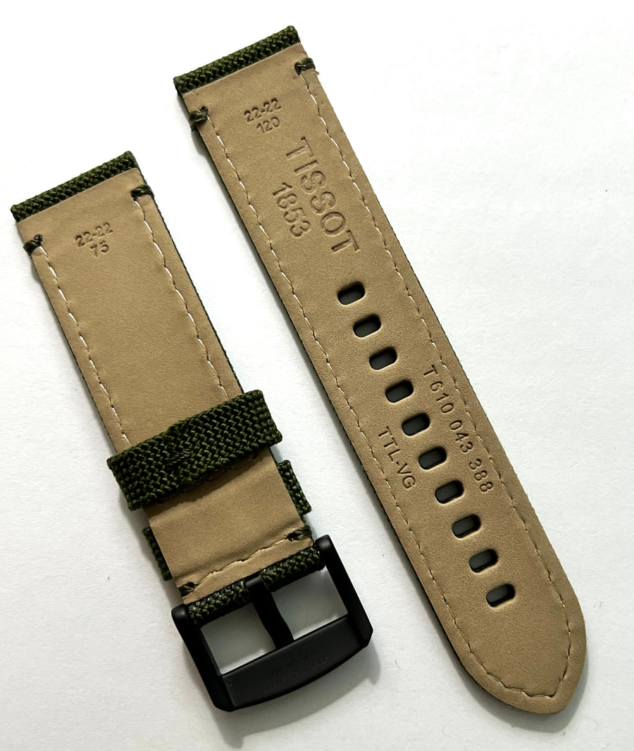 Tissot Strap 22mm Green Canvas Cloth Watch Band - WATCHBAND EXPERT
