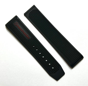 Omega Speedmaster 19mm Black / Red Rubber Band Strap - WATCHBAND EXPERT