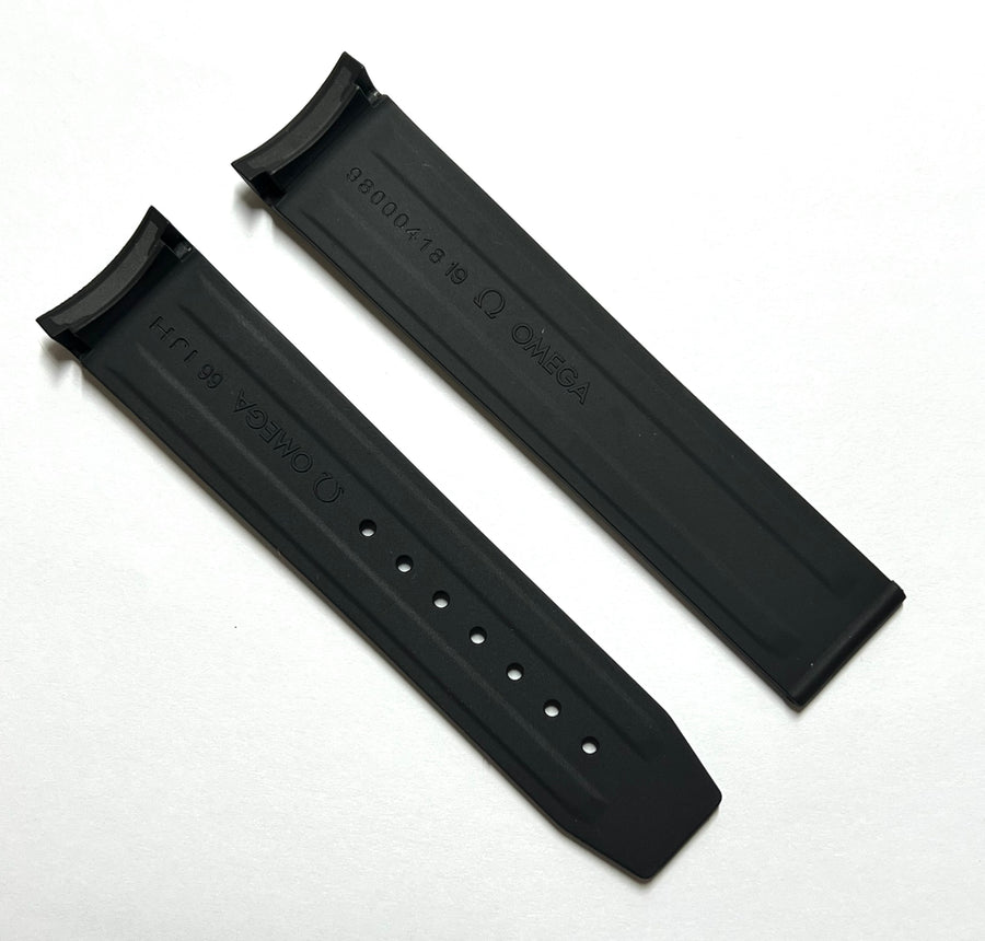 Omega Speedmaster 19mm Black / Red Rubber Band Strap - WATCHBAND EXPERT