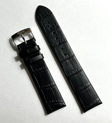 MIDO Baroncelli 20mm Black Leather Watch Band Strap - WATCHBAND EXPERT