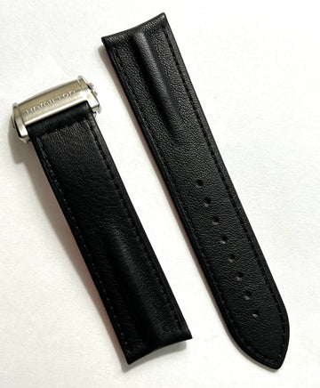Hamilton PanEurop 22mm Black Leather Band Strap - WATCHBAND EXPERT