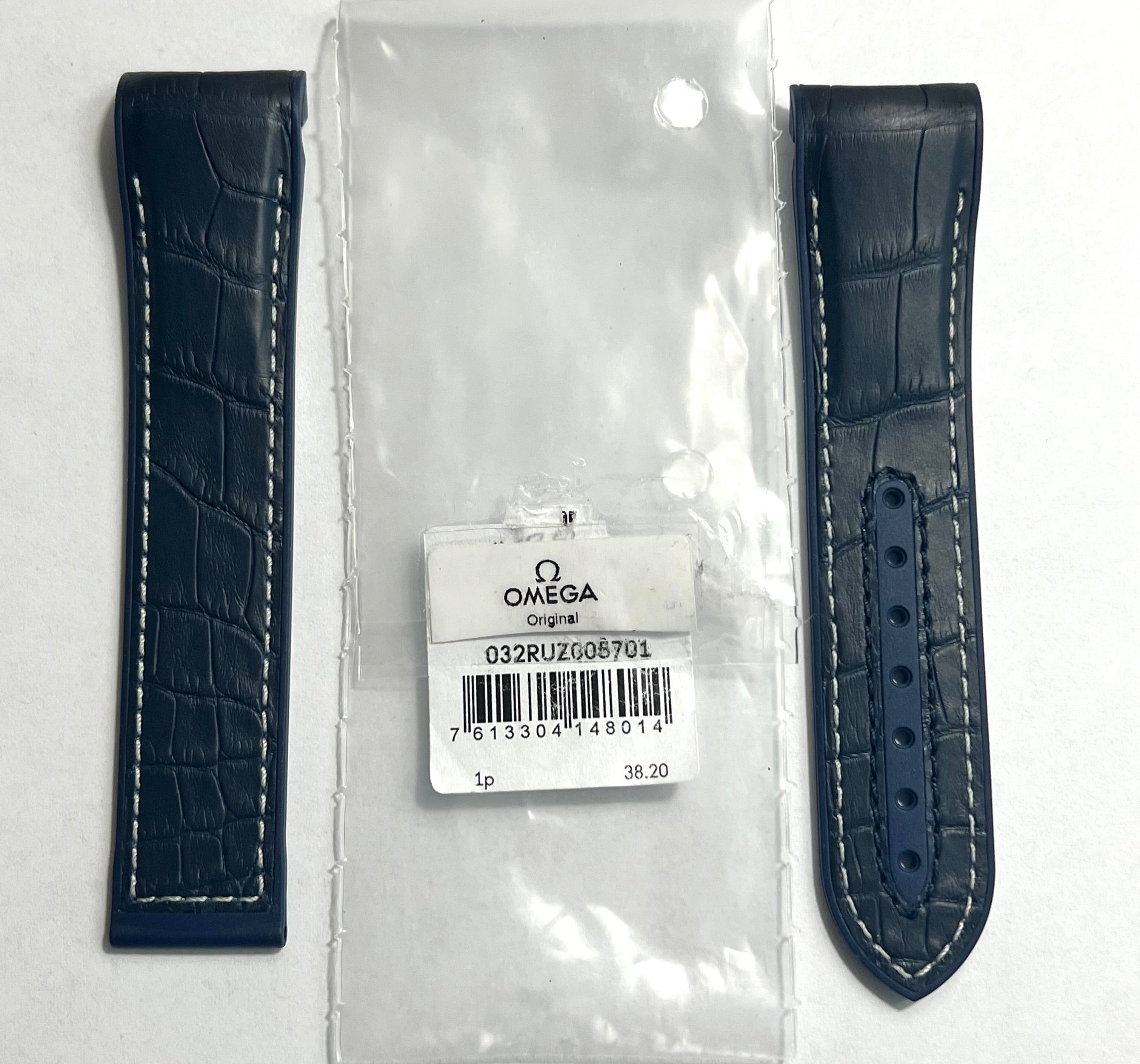 Omega Seamaster 22mm Blue Rubber/ Alligator Leather Watch Band