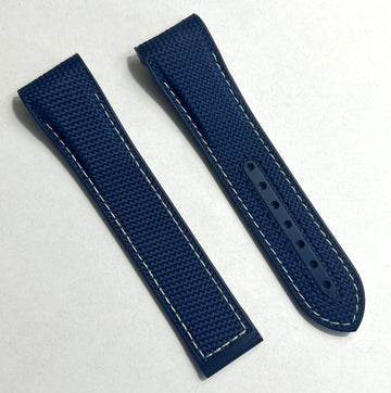 Omega Seamaster 22mm Blue Rubber Watch Band Strap - WATCHBAND EXPERT