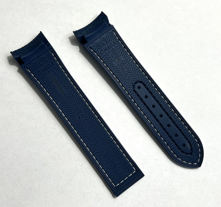 Omega Seamaster 22mm Blue Rubber Watch Band Strap - WATCHBAND EXPERT