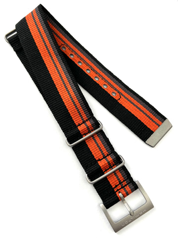 Hamilton 22mm Black / Orange Nylon Watch Band Strap - WATCHBAND EXPERT