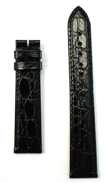 Longines 18mm Black Leather Strap Watch Band - WATCHBAND EXPERT