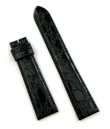 Longines 19mm Black Leather Strap Watch Band - WATCHBAND EXPERT
