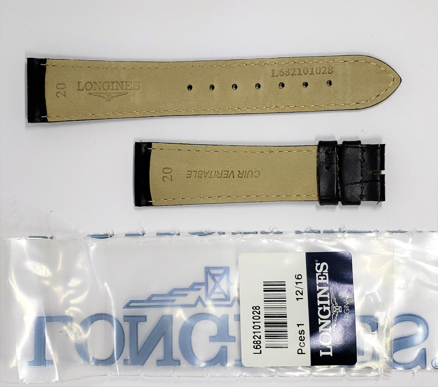Longines 20mm Black Leather Watch Band # L682101028 - WATCHBAND EXPERT