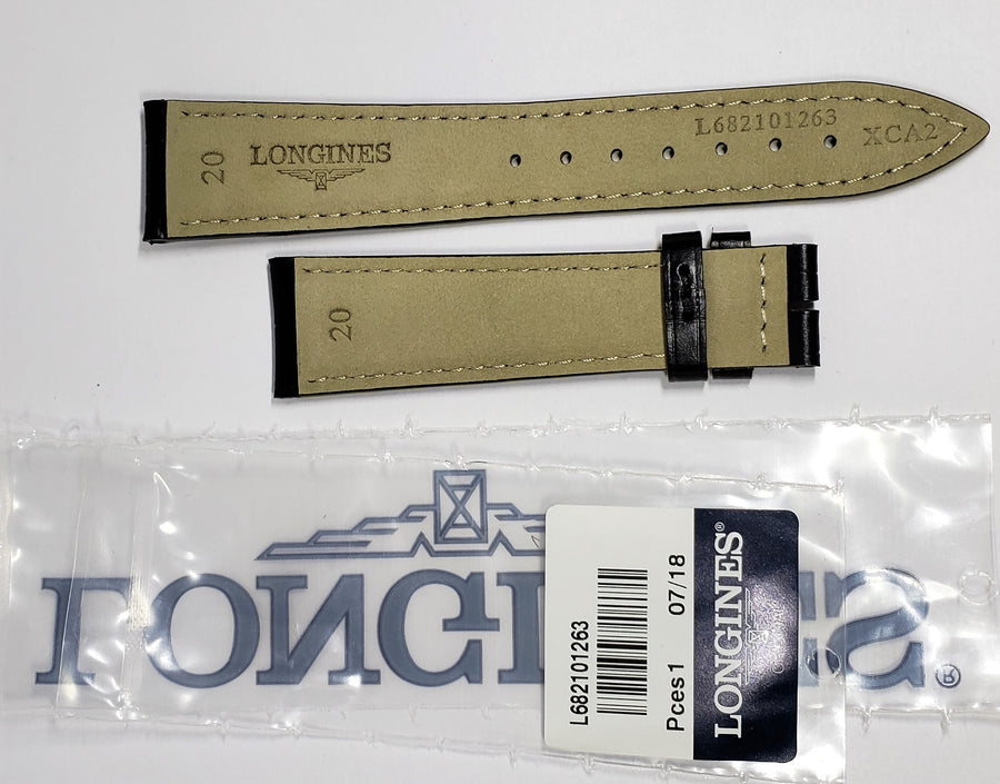 Longines 20mm Black Leather Watch Band # L682101263 - WATCHBAND EXPERT