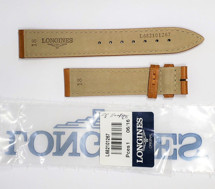 Longines 18mm Light Brown Leather Watch Band # L682101267 - WATCHBAND EXPERT