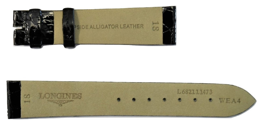 Longines 18mm Black Alligator Leather Watch Band L682111473 - WATCHBAND EXPERT