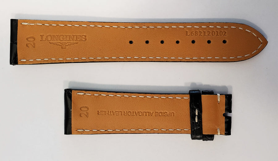 Longines 20mm Black Alligator Leather Watch Band L682120102