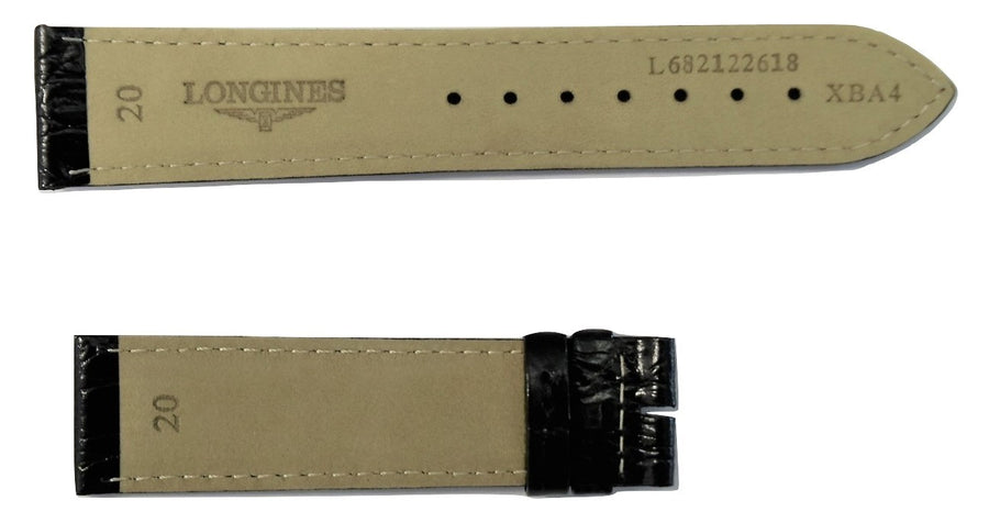 Longines 20mm Black Leather Watch Band L682122618 - WATCHBAND EXPERT