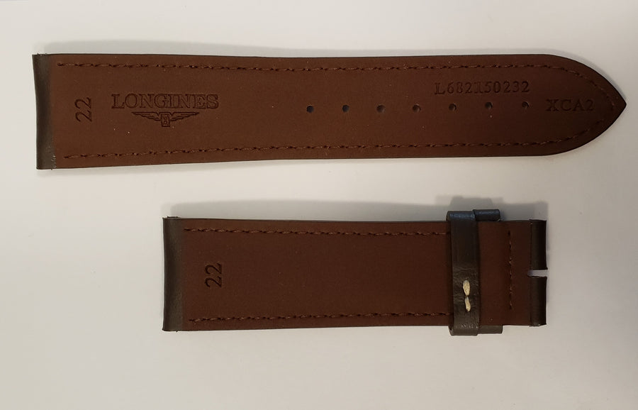 Longines 22mm Brown Leather Watch Band L682150232 - WATCHBAND EXPERT