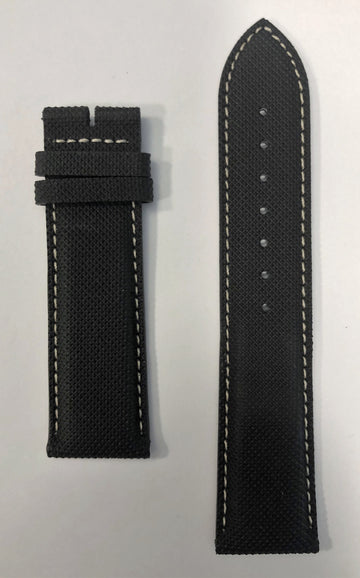 Longines 22mm Black Synthetic Leather Watch Band L682150802 - WATCHBAND EXPERT