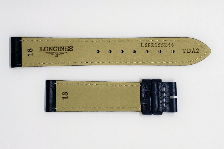 Longines 18mm Blue Leather Watch Band Strap - WATCHBAND EXPERT
